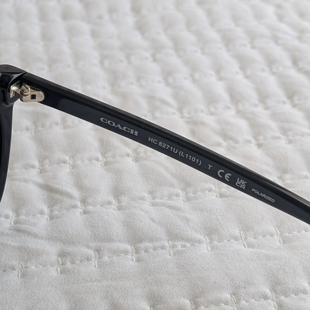 NWT Coach Square Frame Polarized Sunglasses HC8271U L1101 w Original Case Black - Picture 10 of 16